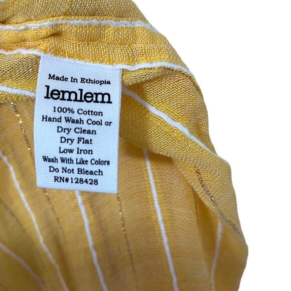 Lemlem Matara Robe Belted Maxi Dress Size S Yellow Beachy Swim Cover Up NWOT - Picture 7 of 9